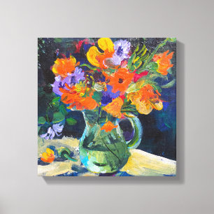 Moderne kunst, schilderkunst, bloemen canvas afdruk