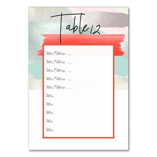 Moderne Kunst Seafoam Koraal Tafel NOS. pin aan bo Kaart (Voorkant)