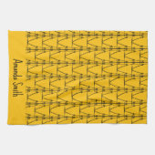 Moderne kunst, silhouet kokospalmen, Sinaasappel Theedoek (Horizontaal)