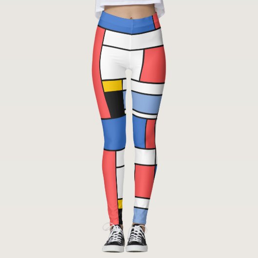Moderne kunst stijl Mondrian leggings ontwerp (Voorkant)