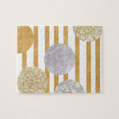 moderne kunst, trendy, goud, zilver, grote polka d legpuzzel (Horizontaal)