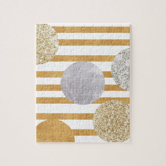 moderne kunst, trendy, goud, zilver, grote polka d legpuzzel (Verticaal)