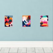 Moderne kunst uit het midden van de eeuw muurkunst sets (Houten vloer)