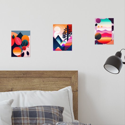 Moderne kunst uit het midden van de eeuw muurkunst sets (Slaapkamer)