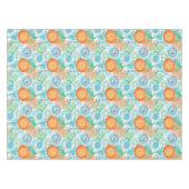 Moderne Kunst Van Oranje En Turquoise Tafelkleed (Voorkant (Horizontaal))