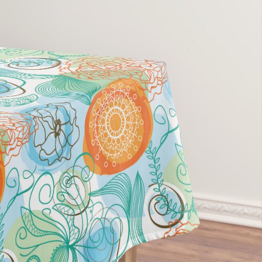 Moderne Kunst Van Oranje En Turquoise Tafelkleed (Voorbeeld)