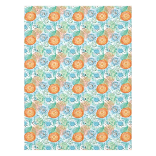 Moderne kunst van Sinaasappel en Blauwgroen Tafelkleed (Voorkant)