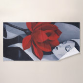 Moderne Kunst Vrouw met Rode Roos Bad Handdoek (Badhanddoek)