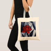 Moderne Kunst Vrouw met Rode Roos Canvas Tas (Voorkant (product))