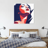 Moderne kunst Vrouw Portret - Rood & Blauw Geometr Canvas Afdruk (Insitu (Slaapkamer))
