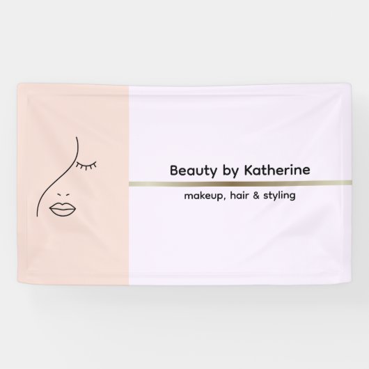 Moderne Kunst Vrouw Schoonheid Gezicht Logo Make-u Spandoek (Horizontaal)