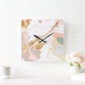 Moderne kunst wandklok - roze, goud, grijs (Huis)