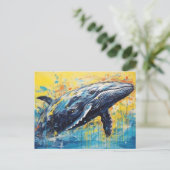 Moderne kunst Whale Painting Briefkaart (Staand voorkant)