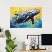 Moderne kunst Whale Painting Poster (Thuiskantoor)