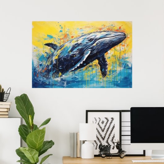 Moderne kunst Whale Painting Poster (Thuiskantoor)