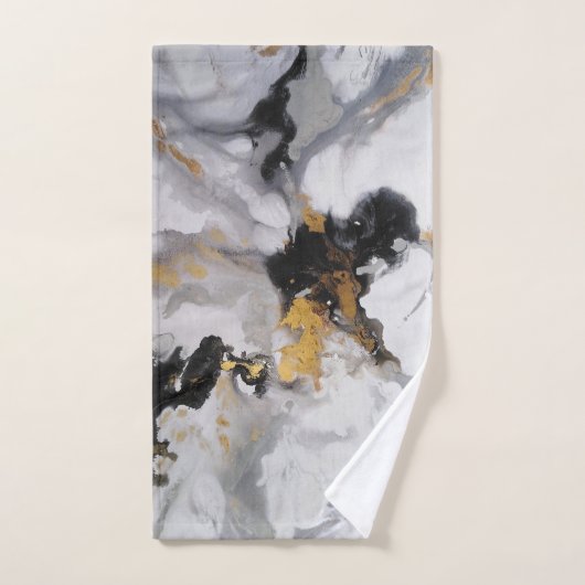 Moderne Kunst Wit, Zwart en Goud Bad Handdoek (Handdoek)