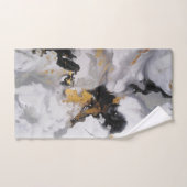 Moderne Kunst Wit, Zwart en Goud Bad Handdoek (Handdoek)