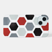 Moderne kunst zeshoek patroon iPhone 15 case (Achterkant horizontaal)