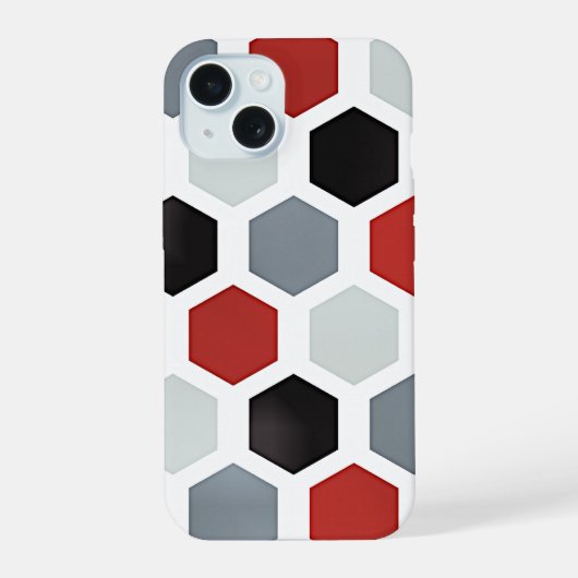 Moderne kunst zeshoek patroon iPhone 15 case (Achterkant)