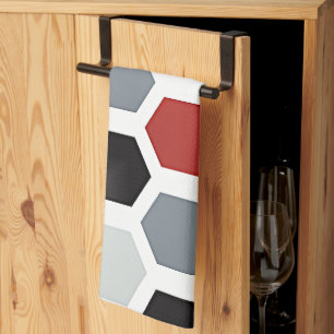 Moderne kunst zeshoek patroon theedoek