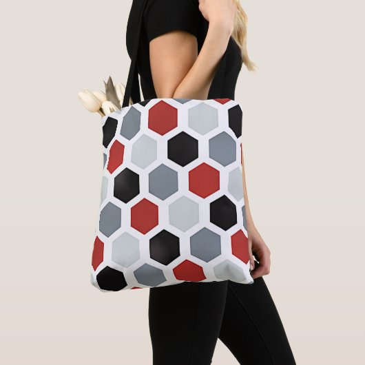 Moderne kunst zeshoek patroon tote bag (Dichtbij)