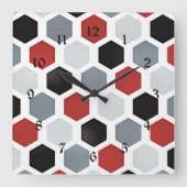 Moderne kunst zeshoek patroon vierkante klok (Voorkant)