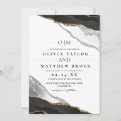 Moderne kunst Zwart-wit agaat bruiloft Kaart (Voorkant)