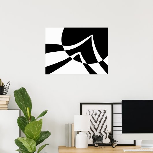 Moderne kunst zwart-wit poster (Thuiskantoor)