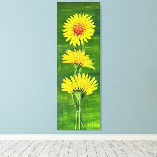 Moderne kunstbloemen canvas afdruk (Insitu (Houten vloer))