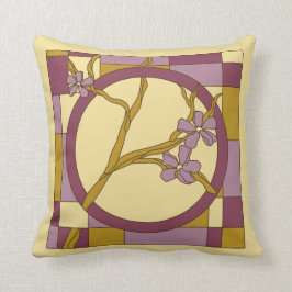 Moderne kunstbloemen cirkelen paars kussen