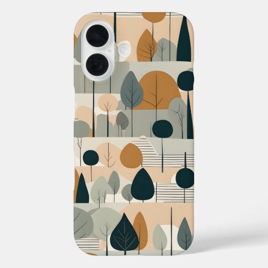 Moderne kunstbomen in aardetinten Case-Mate iPhone case (Achterkant)