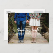 Moderne Kunstborstel Kalligrafie Foto Sla de datum Aankondigingskaart (Voorkant / Achterkant)