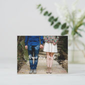 Moderne Kunstborstel Kalligrafie Foto Sla de datum Aankondigingskaart (Staand voorkant)