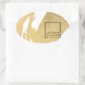 Moderne Kunstenaar Abstract Nep Goudpenseelstreken Ovale Sticker (Tas)