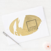 Moderne Kunstenaar Abstracte Nep Gouden Penseelstr Ovale Sticker (Envelop)