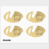 Moderne Kunstenaar Abstracte Nep Gouden Penseelstr Ovale Sticker (Vel)