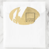 Moderne Kunstenaar Abstracte Nep Gouden Penseelstr Ovale Sticker (Tas)