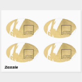 Moderne Kunstenaar Abstractieve Nep Goudpenseelstr Ovale Sticker (Vel)