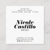 Moderne kunstenaar oranje abstracte kunstverf mini vierkante visitekaartje (Achterkant)