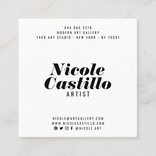 Moderne kunstenaar oranje abstracte kunstverf mini vierkante visitekaartje (Achterkant)