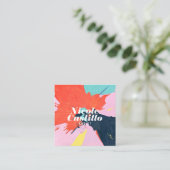 Moderne kunstenaar oranje abstracte kunstverf mini vierkante visitekaartje (Staand voorkant)