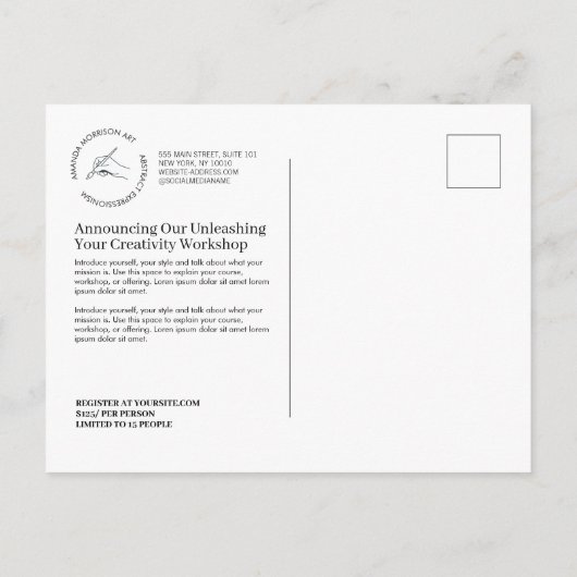 Moderne Kunstenaar Schilder Hand Logo Briefkaart (Achterkant)