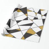 Moderne kunstgeometrie - zwart-wit met goud- cadeaupapier (Uitgerold)