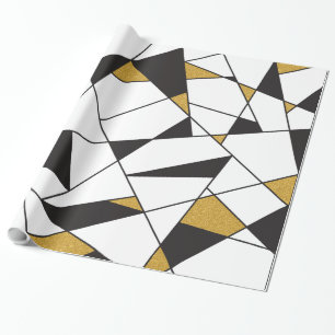 Moderne kunstgeometrie - zwart-wit met goud- cadeaupapier