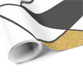 Moderne kunstgeometrie - zwart-wit met goud- cadeaupapier (Rol Hoek)