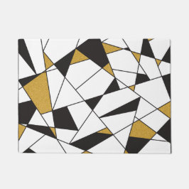 Moderne kunstgeometrie - zwart-wit met goud- deurmat