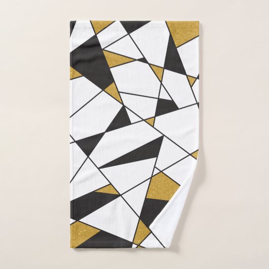 Moderne kunstgeometrie - zwart-wit met goud- handdoek (Handdoek)