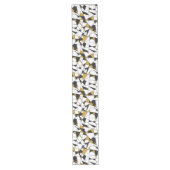 Moderne kunstgeometrie - zwart-wit met goud- lange tafelloper (Voorkant)