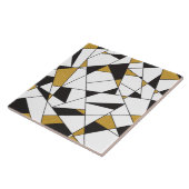 Moderne kunstgeometrie - zwart-wit met goud- tegeltje (Zijkant)