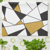 Moderne kunstgeometrie - zwart-wit met goud- theedoek (Gevouwen)